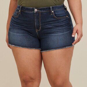 Torrid High Rise A-line Shortie Short Vintage Stretch Dark Wash Denim Size 18